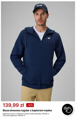 Bluza dresowa regular z kapturem męska 4F promocja w 4F
