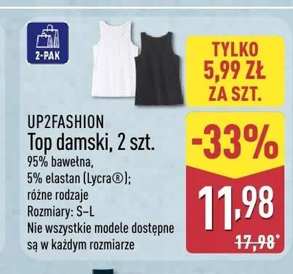 Top damski UP2FASHION 2-pak promocja w Aldi