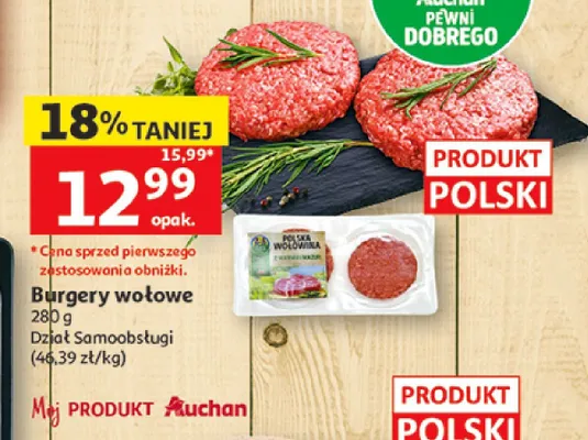Burgery wołowe Auchan promocja w Auchan