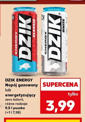 Napój energetyzujący zero kalorii Dzik Energy White promocja w Kaufland