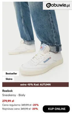 Sneakersy Reebok biały promocja w eobuwie.pl
