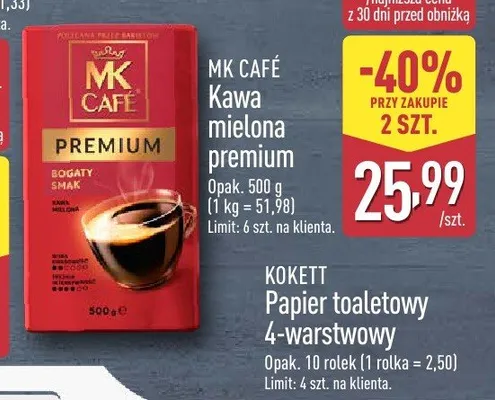 Kawa mielona premium MK Café promocja w Aldi