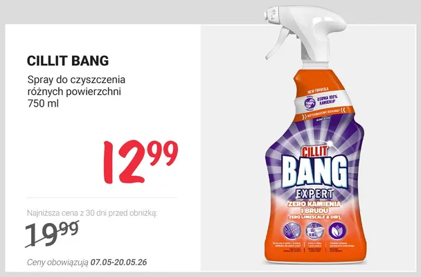 Spray do czyszczenia różnych powierzchni Cillit Bang Expert Zero kamienia i brudu promocja w Rossmann