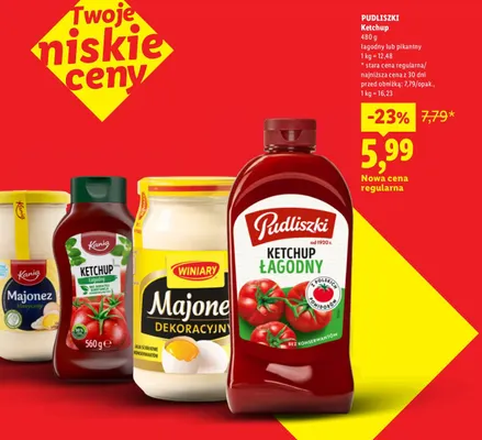 Ketchup łagodny Pudliszki promocja w Lidl