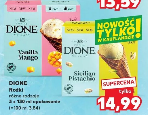 Lody Rożki Dione Vanilla Mango promocja w Kaufland