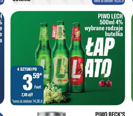 Piwo Lech 4% wybrane rodzaje promocja w Tomi Markt
