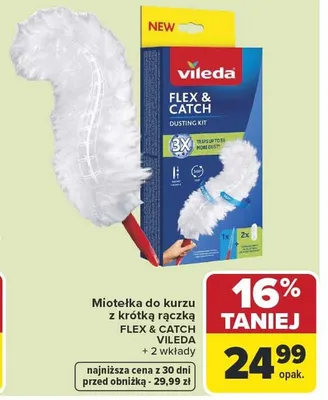 Miotełka do kurzu z krótką rączką FLEX & CATCH VILEDA + 2 wkłady promocja w Carrefour