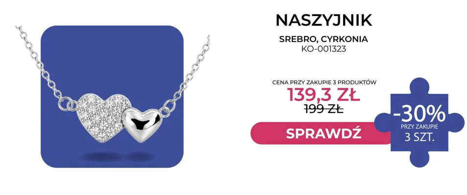 Naszyjnik srebro cyrkonia KO-001323 Briju promocja w Briju