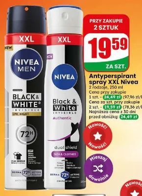 Antyperspirant spray XXL Nivea Men Black & White Invisible Epic Night promocja w Dino