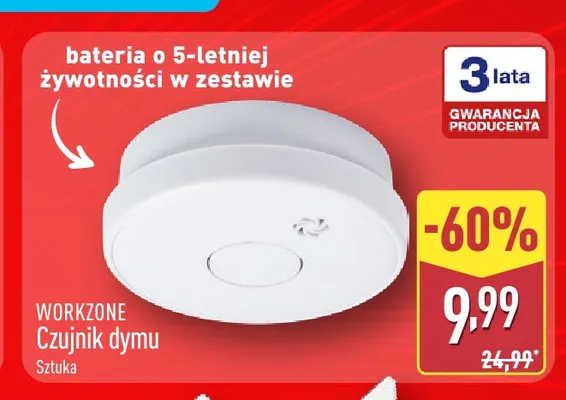 Czujnik dymu Workzone promocja w Aldi