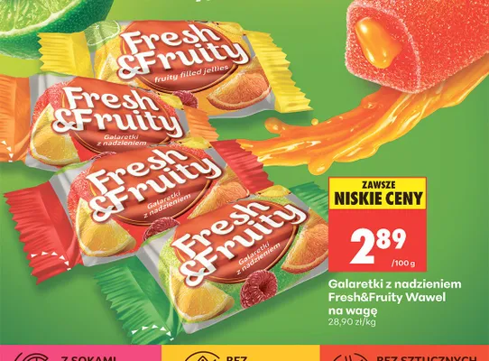 Galaretki z nadzieniem Fresh&Fruity Wawel na wagę promocja w Biedronka
