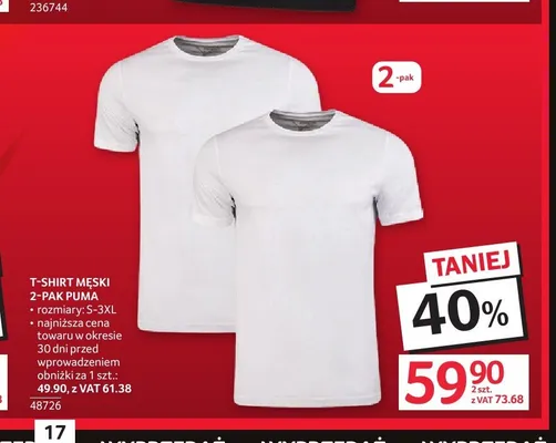 T-shirt męski Puma 2-pak promocja w Selgros