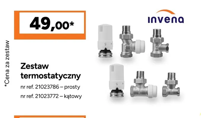 Zestaw termostatyczny kątowy Invena promocja w Bricoman