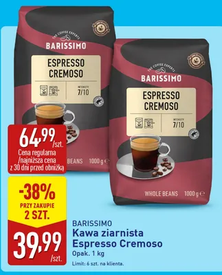Kawa ziarnista Espresso Cremoso promocja w Aldi