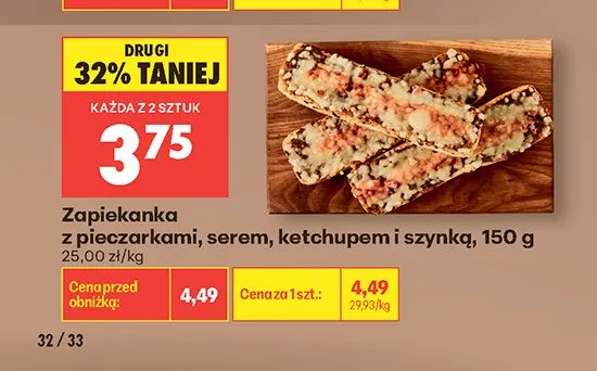 Zapiekanka z pieczarkami, serem, ketchupem i szynką promocja w Biedronka