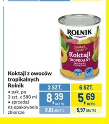 Koktajl z owoców tropikalnych 3-pak Rolnik promocja w Makro
