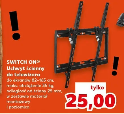Uchwyt ścienny do telewizora do ekranów 82-165 cm, maks. obciążenie 35 kg, odległość od ściany 25 mm, w zestawie materiał montażowy i poziomnica promocja w Kaufland