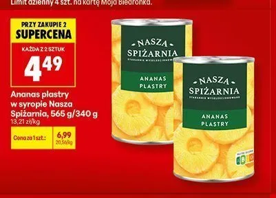 Ananas plastry w syropie Nasza Spiżarnia promocja w Biedronka