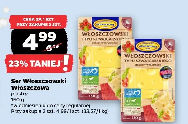 Ser Włoszczowski typ szwajcarski Włoszczowa plastry promocja w Netto