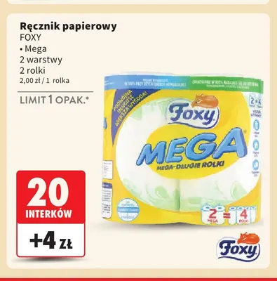 Ręcznik papierowy Mega 2 warstwy 2-pak Foxy promocja w Intermarche