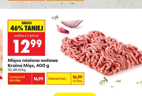 Mięso mielone wołowe Kraina Mięs promocja w Biedronka