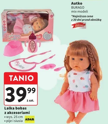 Lalka bobas z akcesoriami wys. 25cm pije i siusia promocja w Intermarche