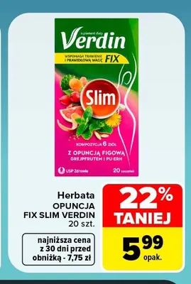 Herbata opuncja Fix Slim Verdin promocja w Carrefour