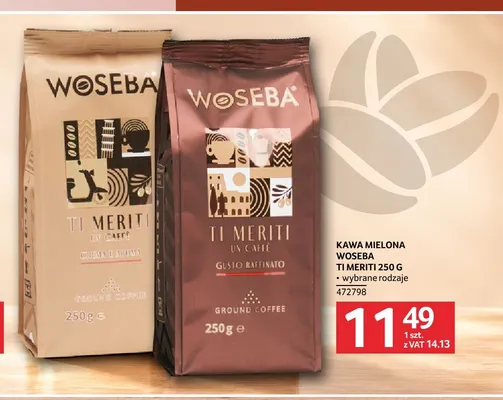 Kawa mielona Woseba Ti Meriti Crema e Aroma promocja w Selgros