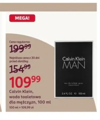 Woda toaletowa dla mężczyzn Calvin Klein promocja w Rossmann