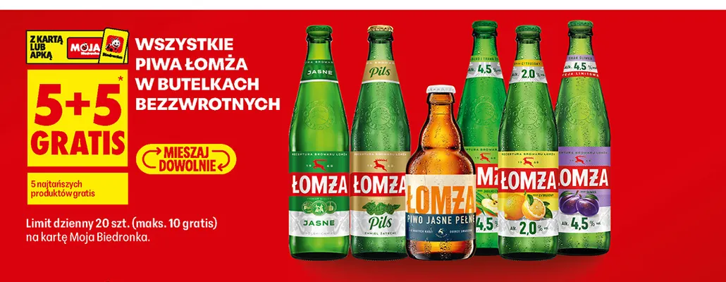 Piwo Łomża Radler jabłko z miętą promocja w Biedronka