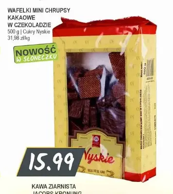 Wafelki mini chrupsy kakaowe w czekoladzie Cukry Nyskie promocja w Słoneczko