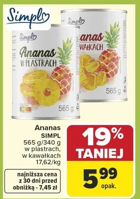 Ananas w plastrach promocja w Carrefour