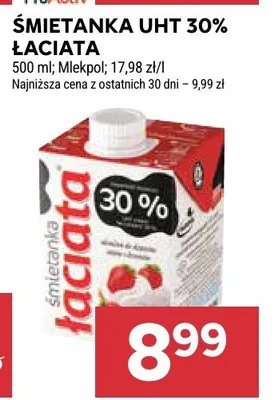 Śmietanka uht 30% łaciata promocja w Stokrotka