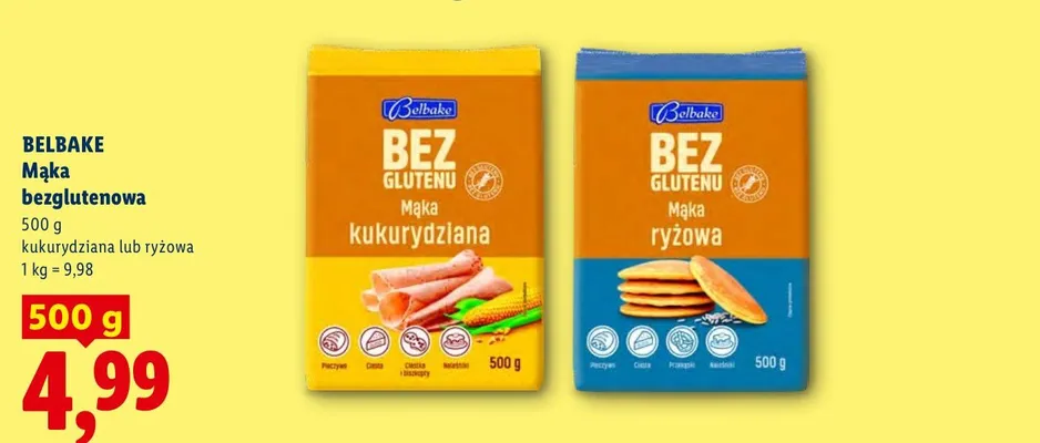 Mąka bezglutenowa kukurydziana Belbake promocja w Lidl