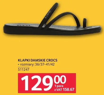Klapki damskie Crocs czarne promocja w Selgros