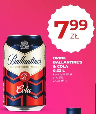 Drink Ballantine's & Cola promocja w Duży Ben