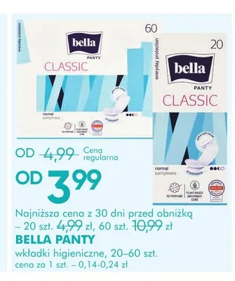 Wkładki higieniczne Bella Panty Classic promocja w Super-Pharm