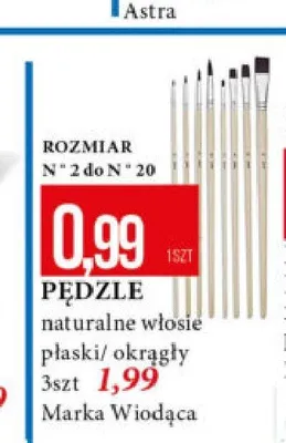 Pędzle naturalne włosie płaskie/okrągłe Marka Wiodąca 3 szt promocja w Leclerc