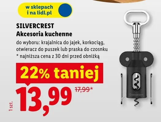 Akcesoria kuchenne korkociąg promocja w Lidl
