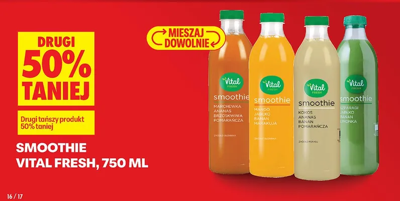 Smoothie, różne rodzaje DRUGIE -50% promocja w Biedronka