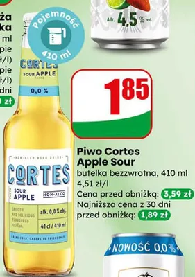 Piwo Cortes Apple Sour bezalkoholowe butelka promocja w Dino