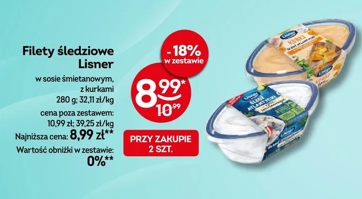 Filety śledziowe w sosie śmietanowym Lisner promocja w Żabka