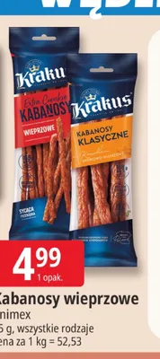 Kabanosy wieprzowe Krakus promocja w Leclerc