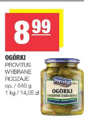 Ogórki konserwowe cukero-słodkie Provitus promocja w SPAR