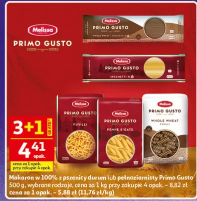 Makaron w 100% z pszenicy durum lub pełnoziarnisty Primo Gusto promocja w Auchan