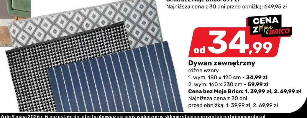 Dywan zewnętrzny 180x120cm promocja w Bricomarche