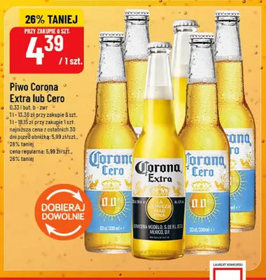Piwo bezalkoholowe Corona Cero promocja w POLOmarket