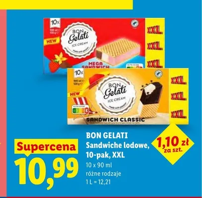Sandwiche lodowe Bon Gelati 10-pak XXL promocja w Lidl