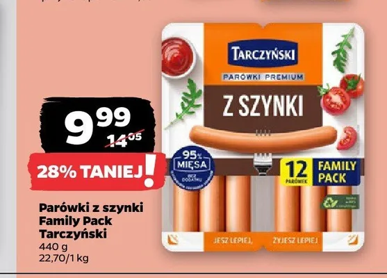 Parówki z szynki Family Pack Tarczyński promocja w Netto