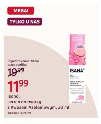 Serum do twarzy z kwasem azelainowym Isana promocja w Rossmann